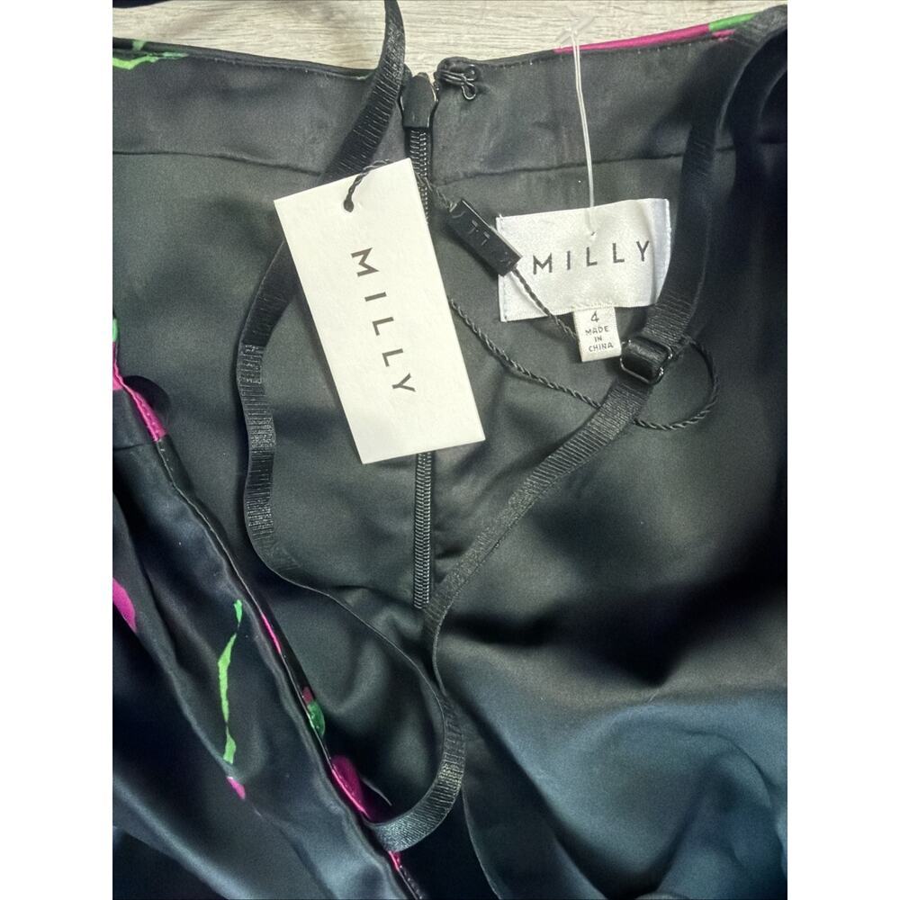 NWT Milly Stain Floral Midi Dress Strap Size 4 Slit, zip adjustable Straight nk - Picture 2 of 9